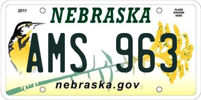 NE license plate AMS963