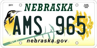 NE license plate AMS965