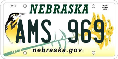 NE license plate AMS969