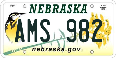 NE license plate AMS982