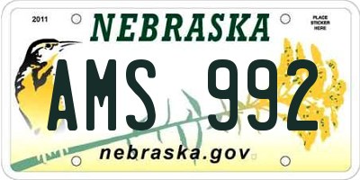 NE license plate AMS992