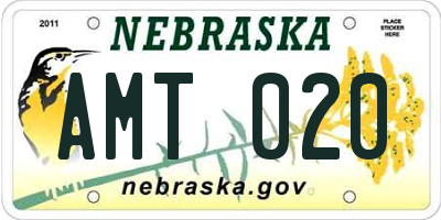 NE license plate AMT020