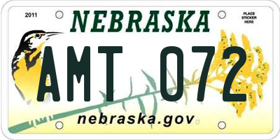 NE license plate AMT072