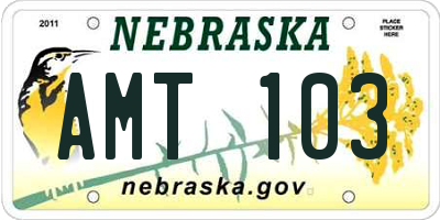 NE license plate AMT103