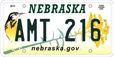 NE license plate AMT216