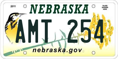 NE license plate AMT254