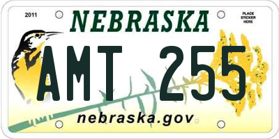 NE license plate AMT255