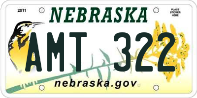 NE license plate AMT322