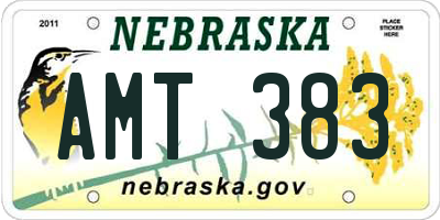 NE license plate AMT383