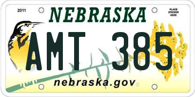 NE license plate AMT385