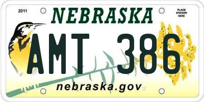 NE license plate AMT386
