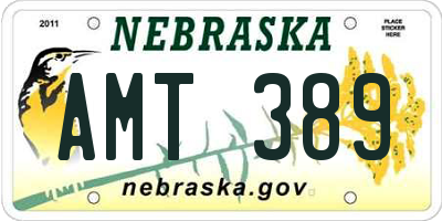 NE license plate AMT389