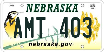 NE license plate AMT403