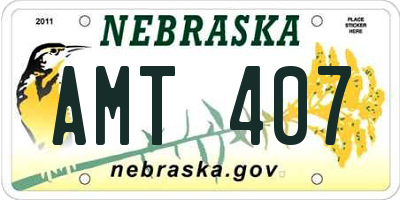 NE license plate AMT407