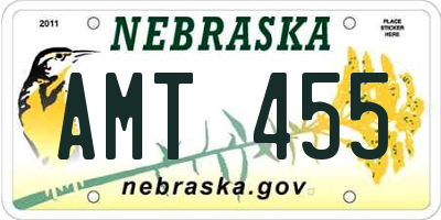 NE license plate AMT455
