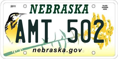 NE license plate AMT502