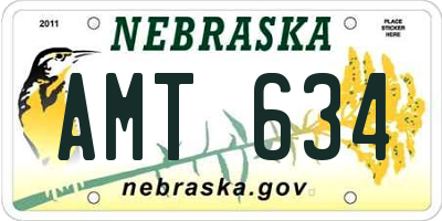 NE license plate AMT634