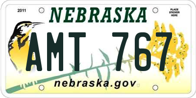 NE license plate AMT767