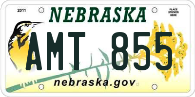 NE license plate AMT855