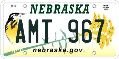 NE license plate AMT967