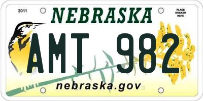 NE license plate AMT982