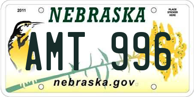 NE license plate AMT996