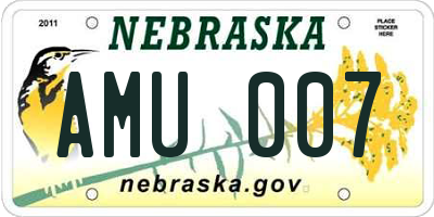 NE license plate AMU007