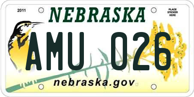 NE license plate AMU026