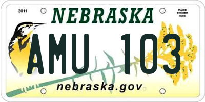NE license plate AMU103
