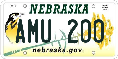 NE license plate AMU200
