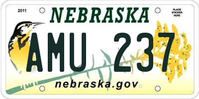 NE license plate AMU237