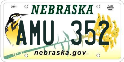 NE license plate AMU352