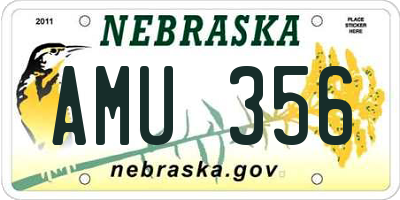 NE license plate AMU356