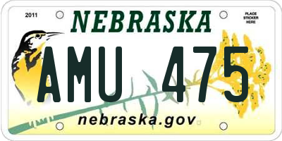 NE license plate AMU475