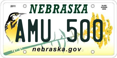 NE license plate AMU500
