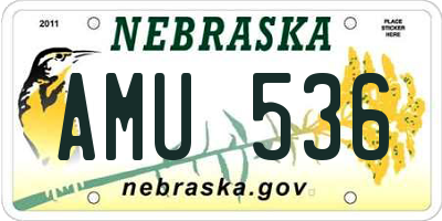 NE license plate AMU536