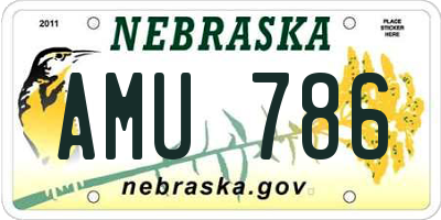 NE license plate AMU786