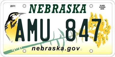 NE license plate AMU847
