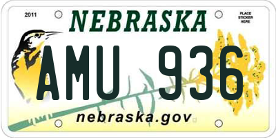 NE license plate AMU936