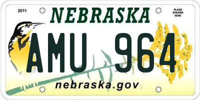 NE license plate AMU964