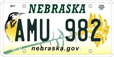 NE license plate AMU982