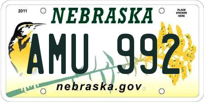NE license plate AMU992