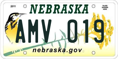 NE license plate AMV019