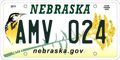 NE license plate AMV024