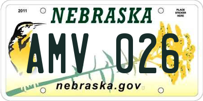 NE license plate AMV026
