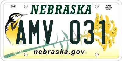 NE license plate AMV031