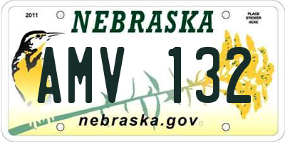 NE license plate AMV132
