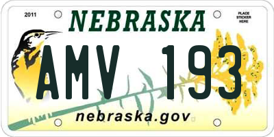 NE license plate AMV193
