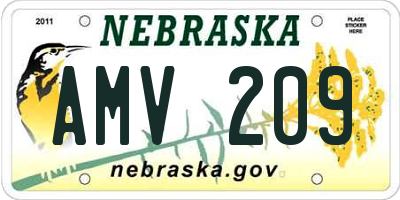 NE license plate AMV209