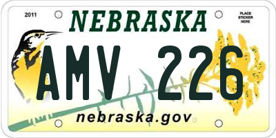 NE license plate AMV226